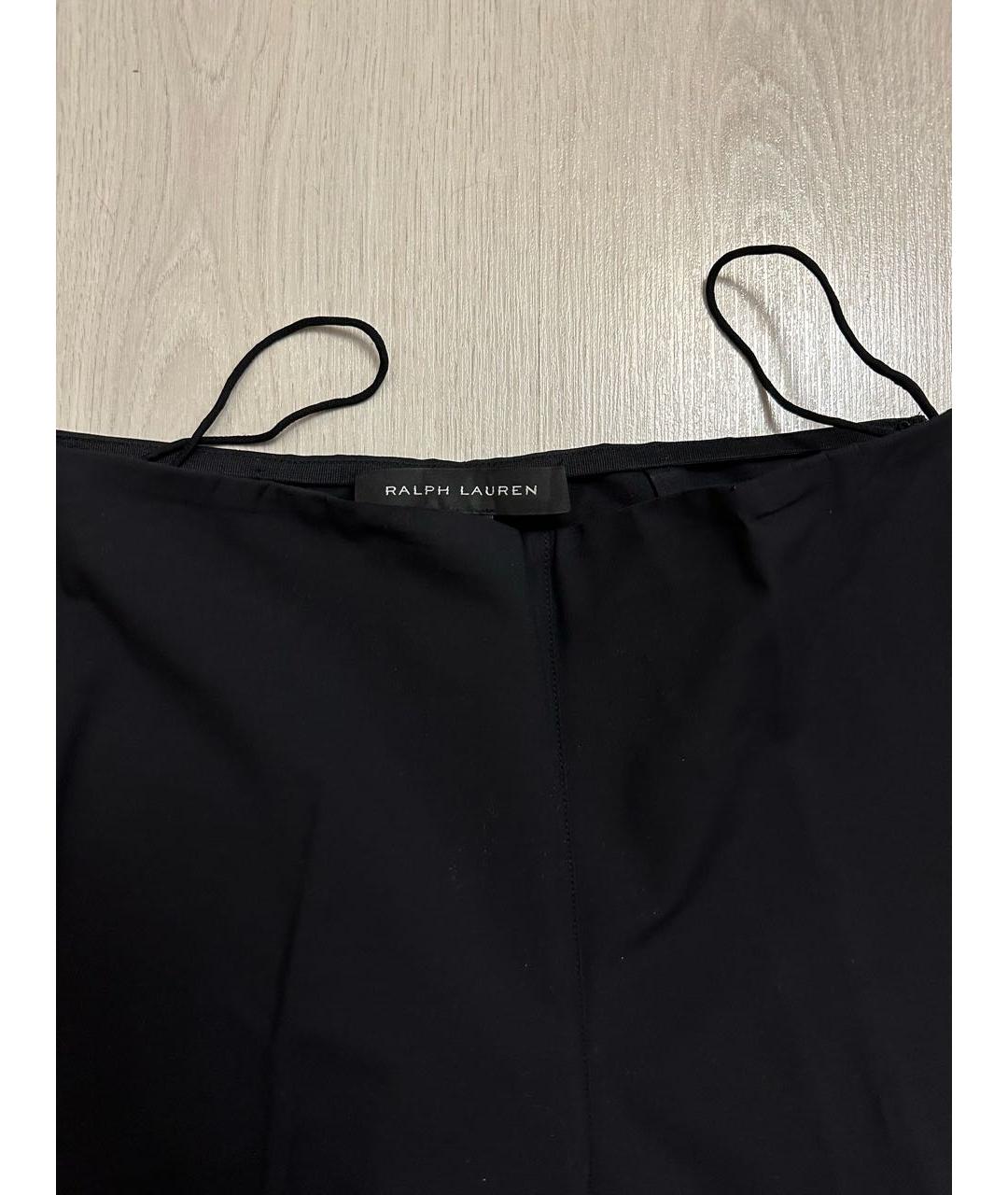 RALPH LAUREN Черные хлопко-эластановые прямые брюки, фото 2