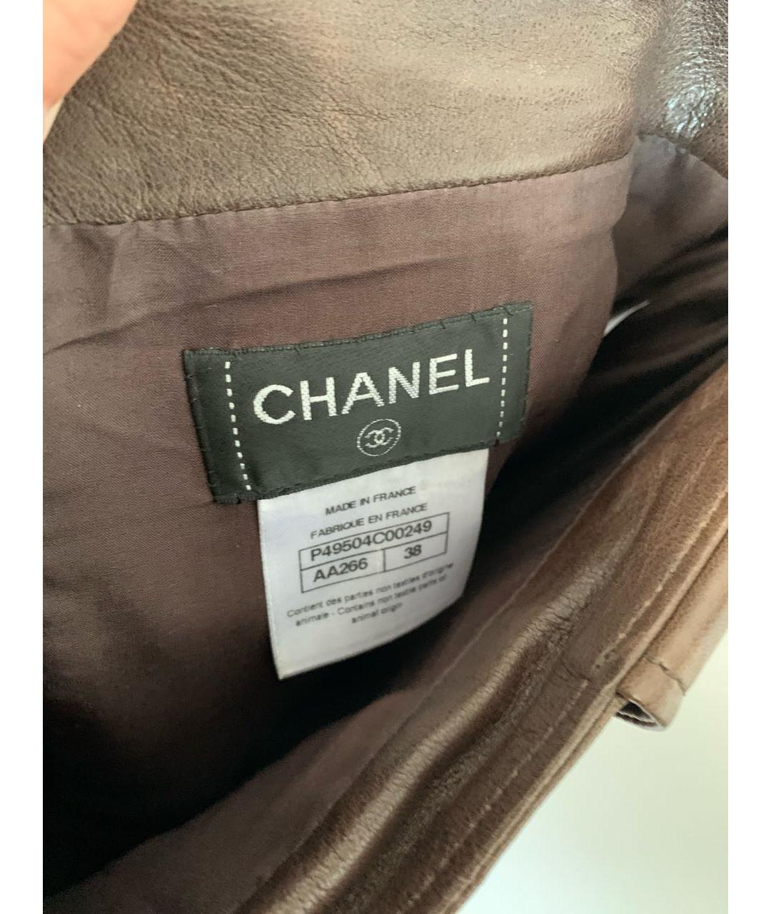 CHANEL PRE-OWNED Коричневый кожаный костюм с юбками, фото 6
