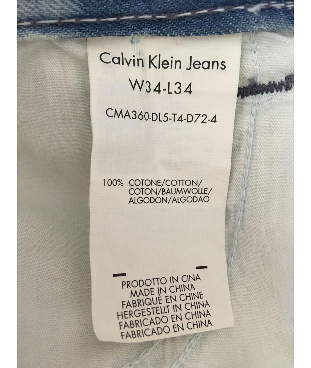 CALVIN KLEIN Голубые хлопковые прямые джинсы, фото 7