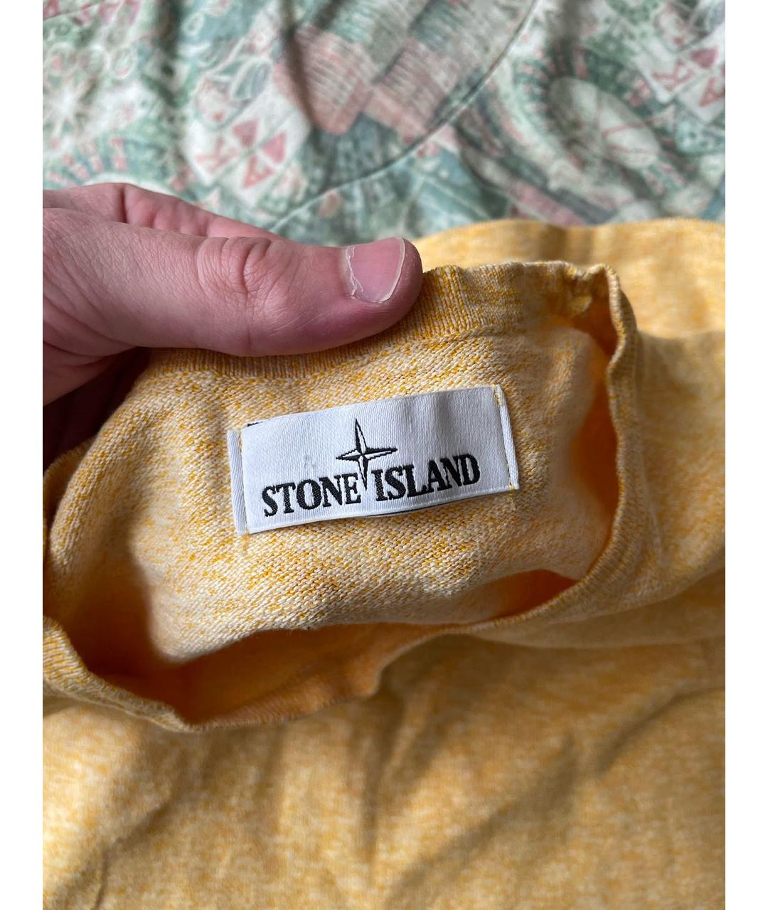 STONE ISLAND Желтый хлопковый джемпер / свитер, фото 7