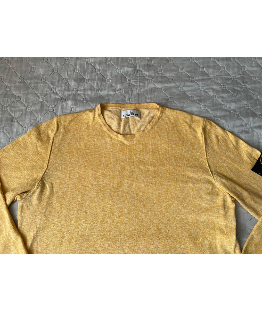 STONE ISLAND Желтый хлопковый джемпер / свитер, фото 2