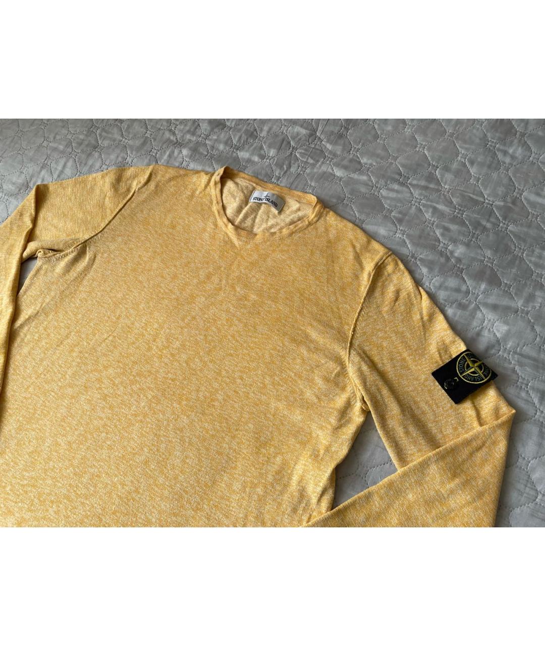 STONE ISLAND Желтый хлопковый джемпер / свитер, фото 3