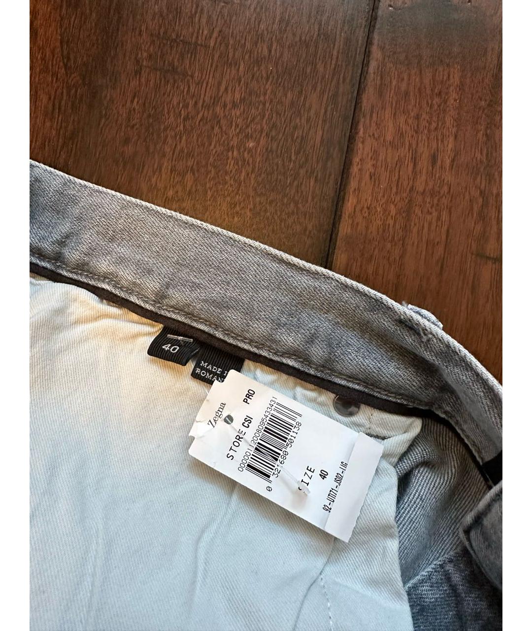 ZEGNA Серые хлопко-эластановые джинсы скинни, фото 4