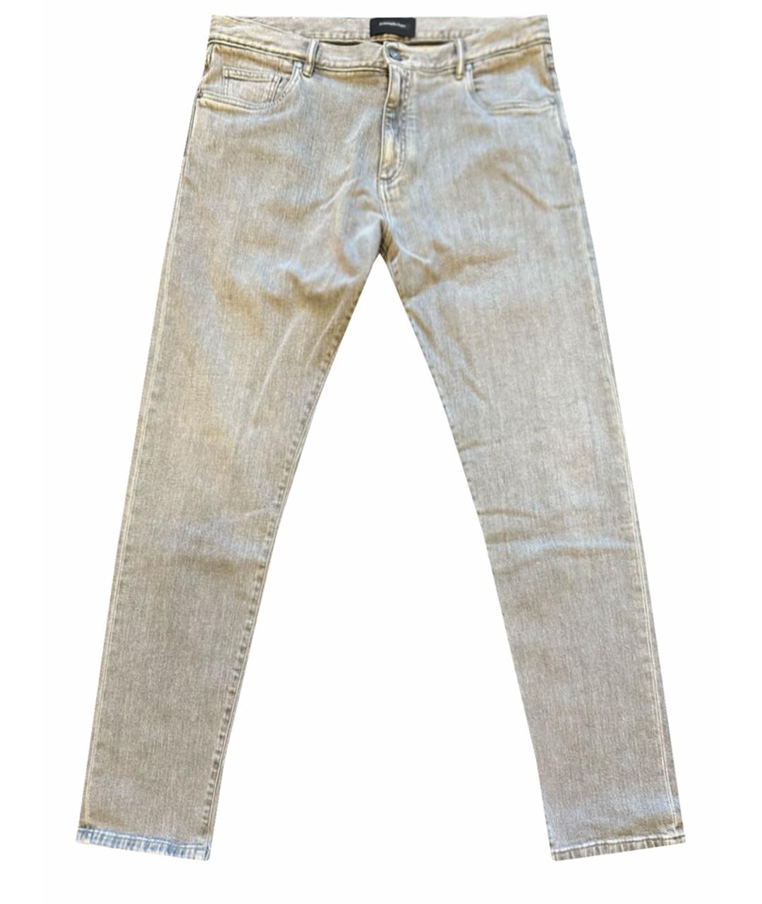 ZEGNA Серые хлопко-эластановые джинсы скинни, фото 1