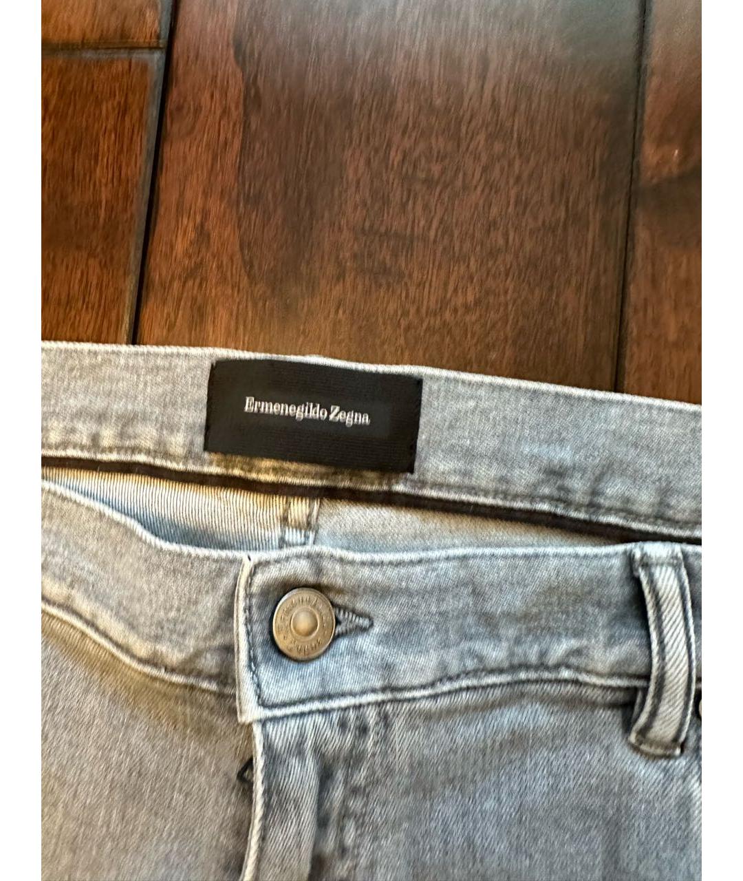 ZEGNA Серые хлопко-эластановые джинсы скинни, фото 3