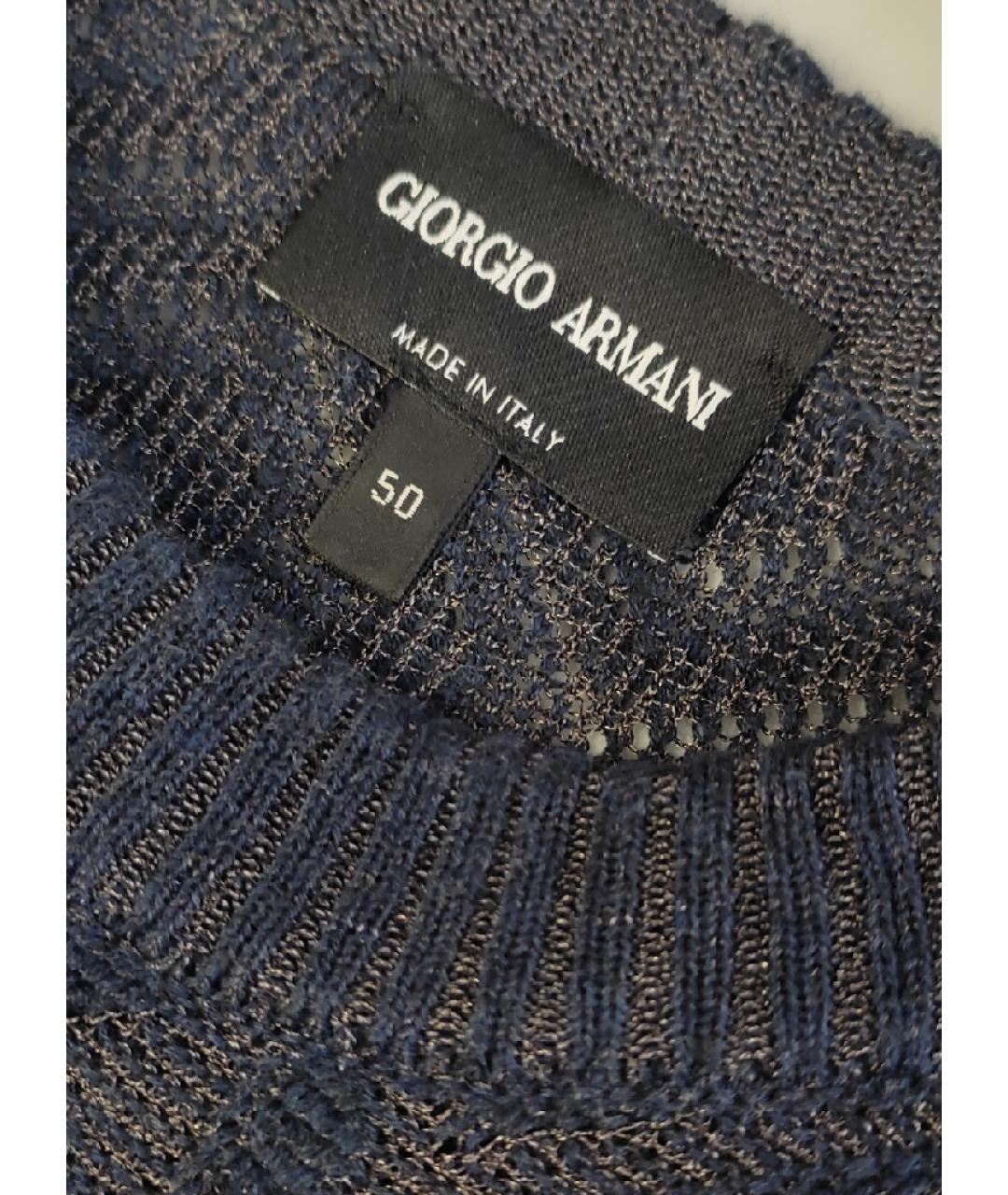 GIORGIO ARMANI Синий хлопковый джемпер / свитер, фото 3