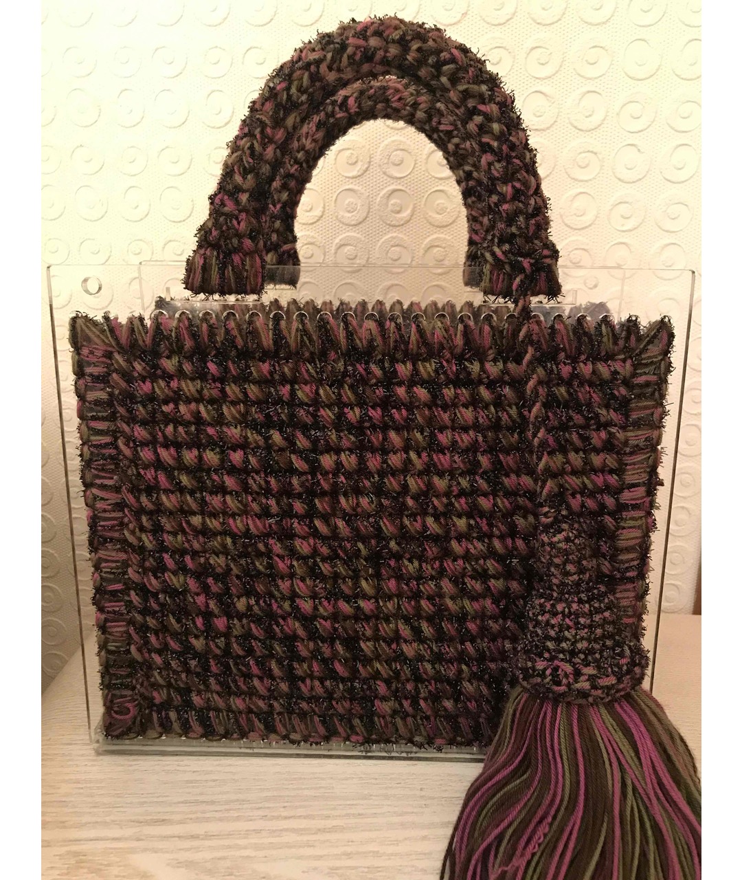 0711 Фиолетовая шерстяная сумка тоут, фото 3