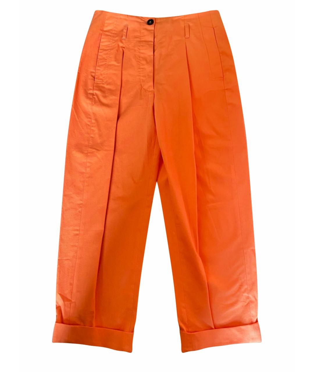 TELA Оранжевое хлопко-эластановые прямые брюки, фото 1