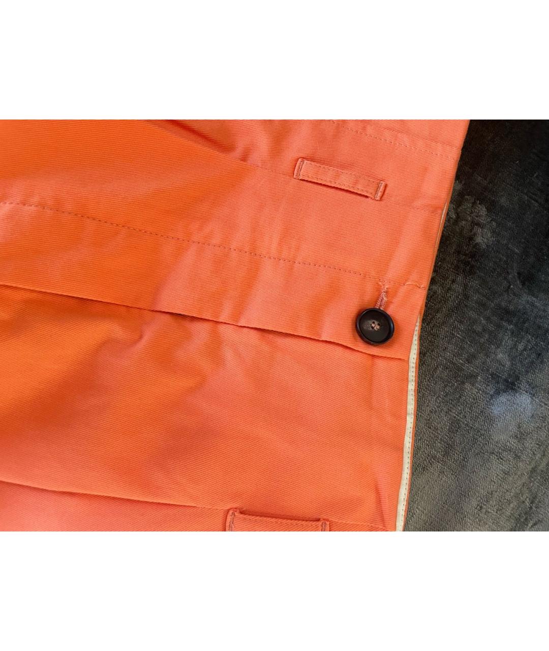 TELA Оранжевое хлопко-эластановые прямые брюки, фото 2