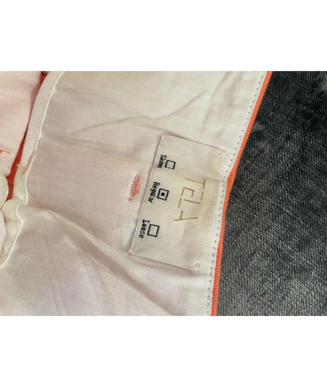TELA Оранжевое хлопко-эластановые прямые брюки, фото 3