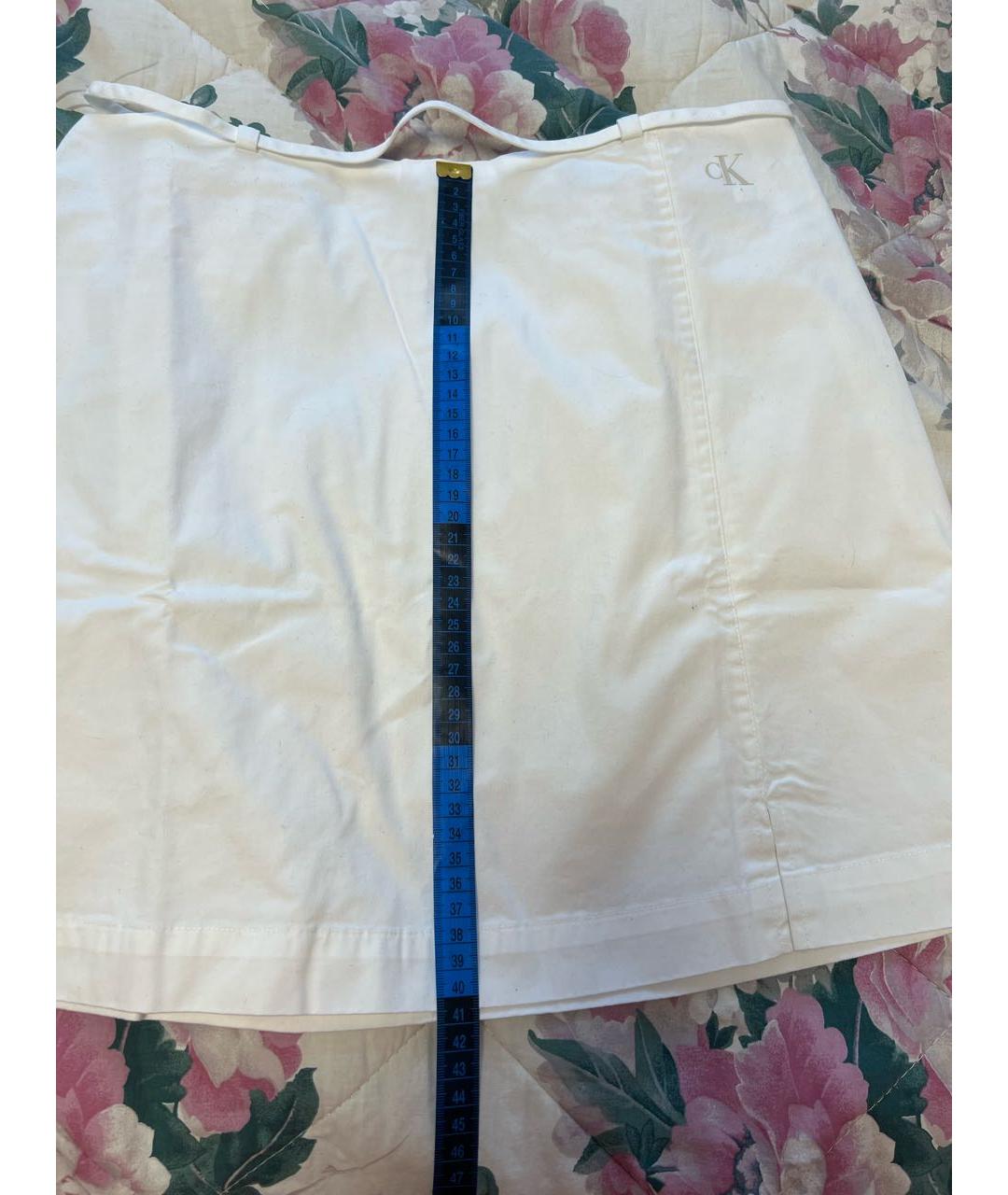 CALVIN KLEIN Белая хлопковая юбка мини, фото 5