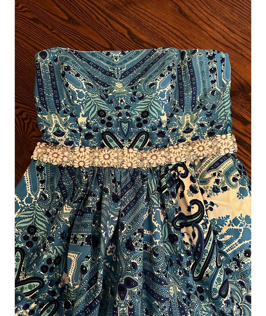 BADGLEY MISCHKA Голубое хлопковое повседневное платье, фото 3