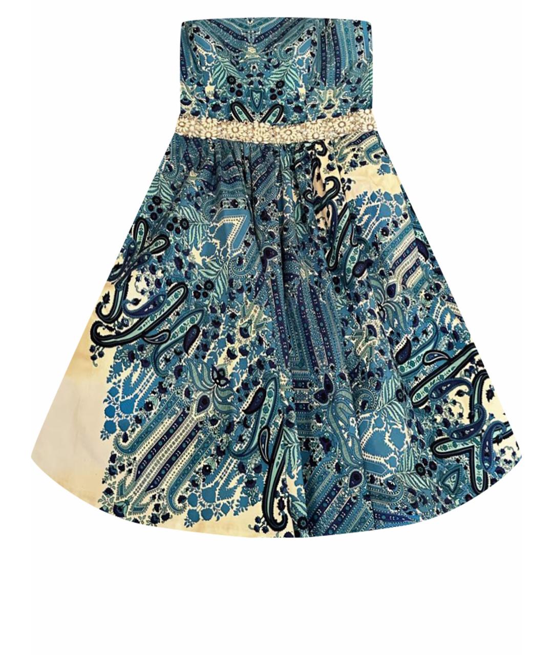 BADGLEY MISCHKA Голубое хлопковое повседневное платье, фото 1