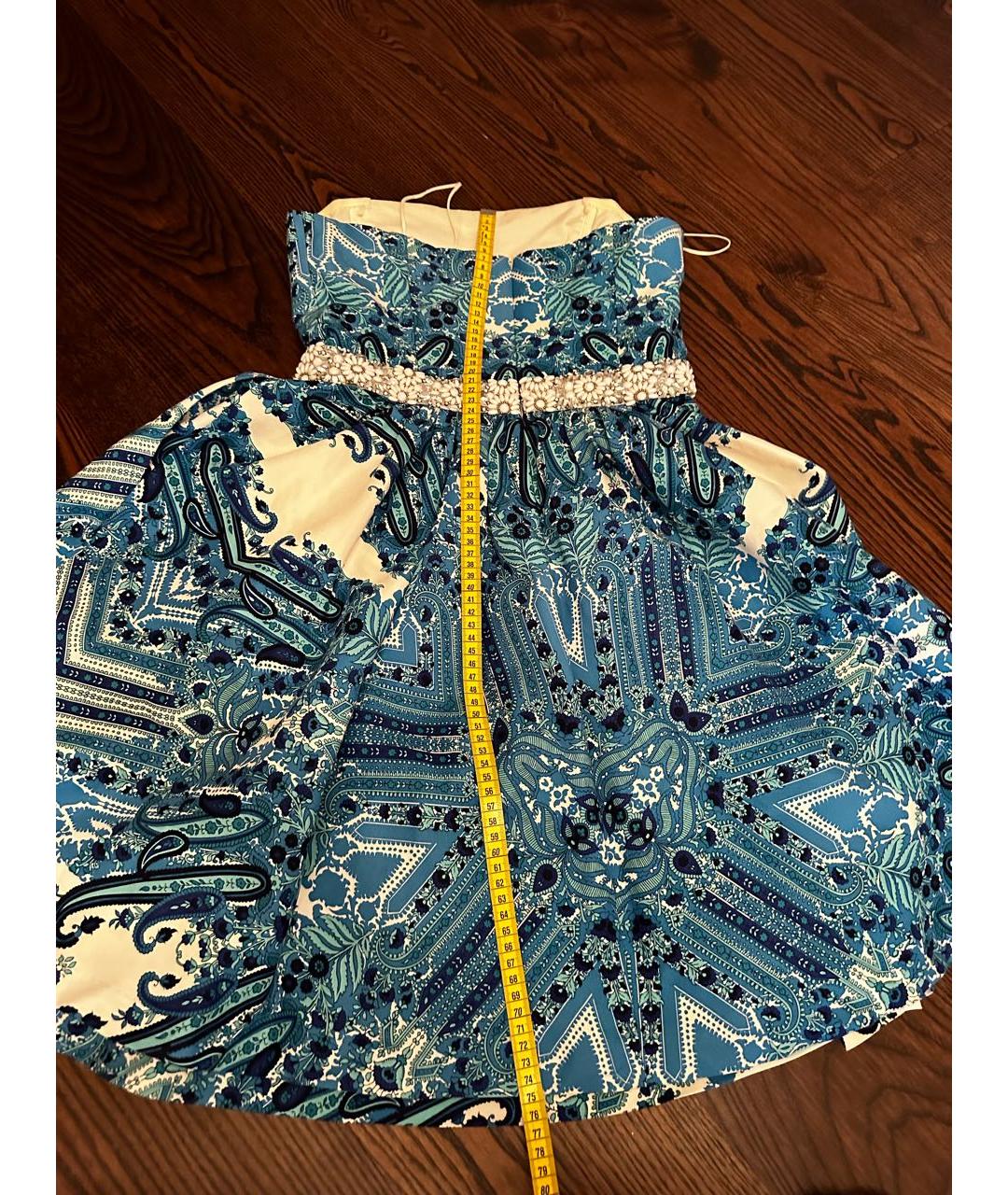 BADGLEY MISCHKA Голубое хлопковое повседневное платье, фото 5