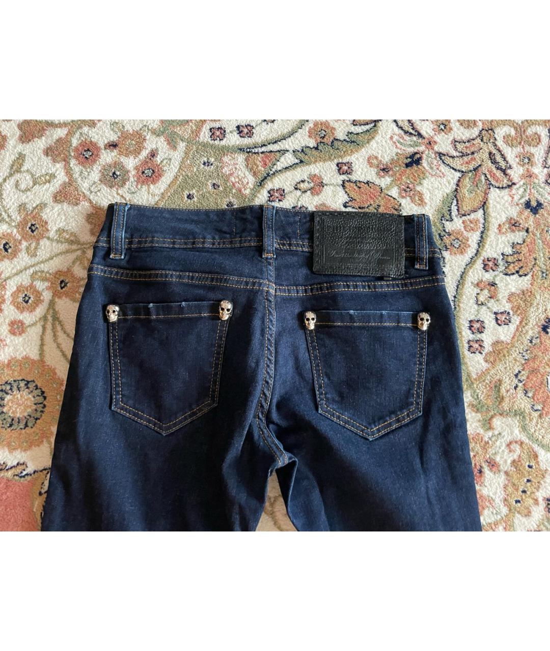 PHILIPP PLEIN Темно-синие хлопко-эластановые джинсы слим, фото 5