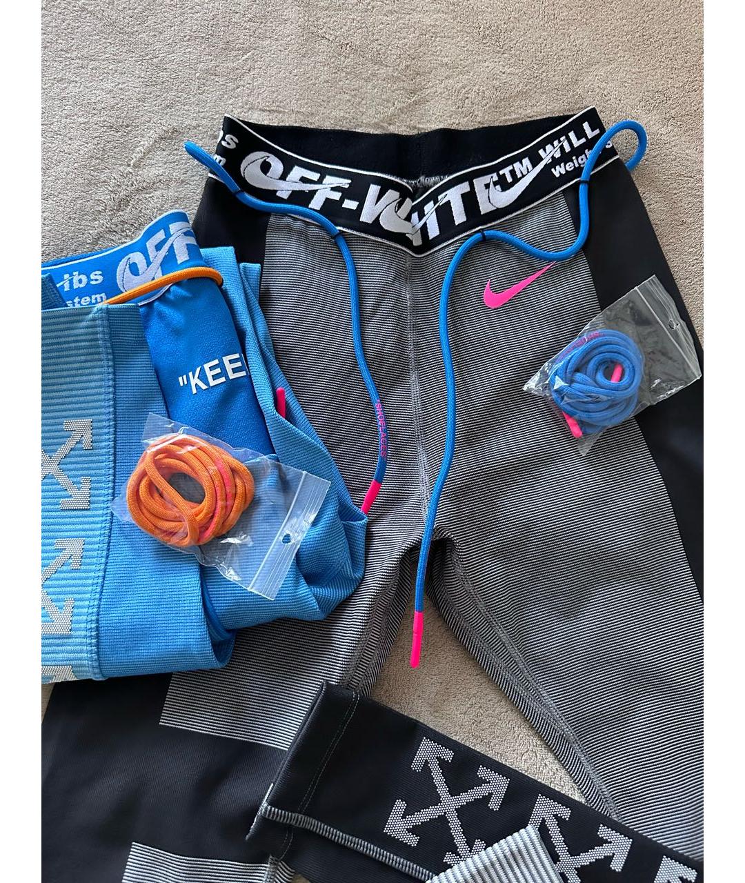 NIKE X OFF-WHITE Серые синтетические спортивные брюки и шорты, фото 5