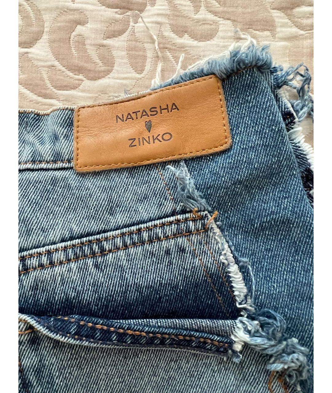 NATASHA ZINKO Голубые хлопковые прямые джинсы, фото 7