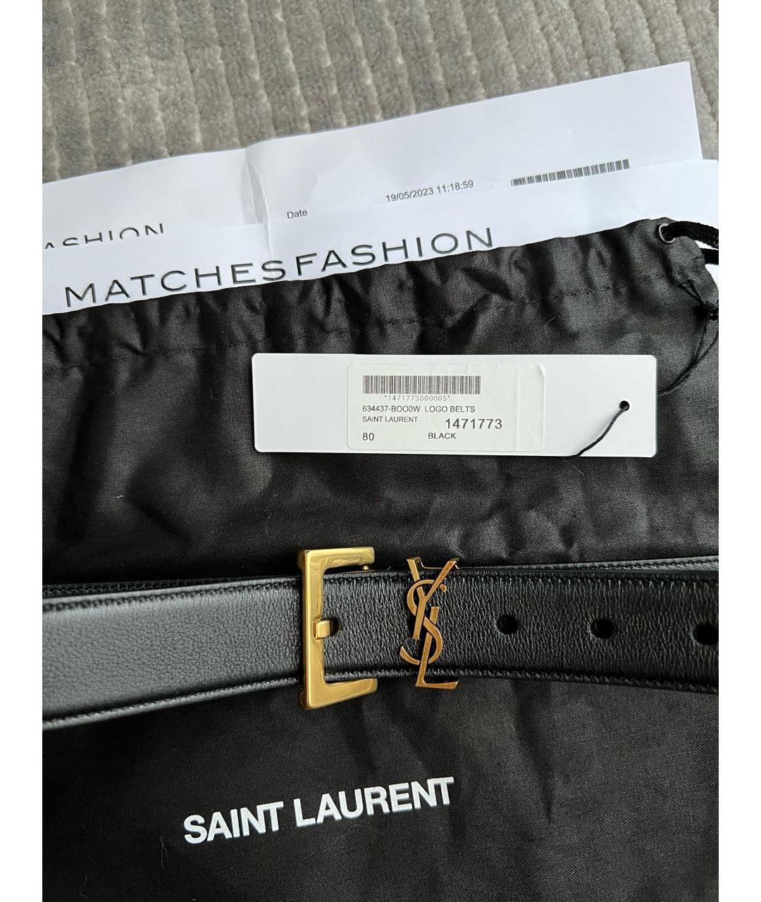 SAINT LAURENT Черный кожаный ремень, фото 4