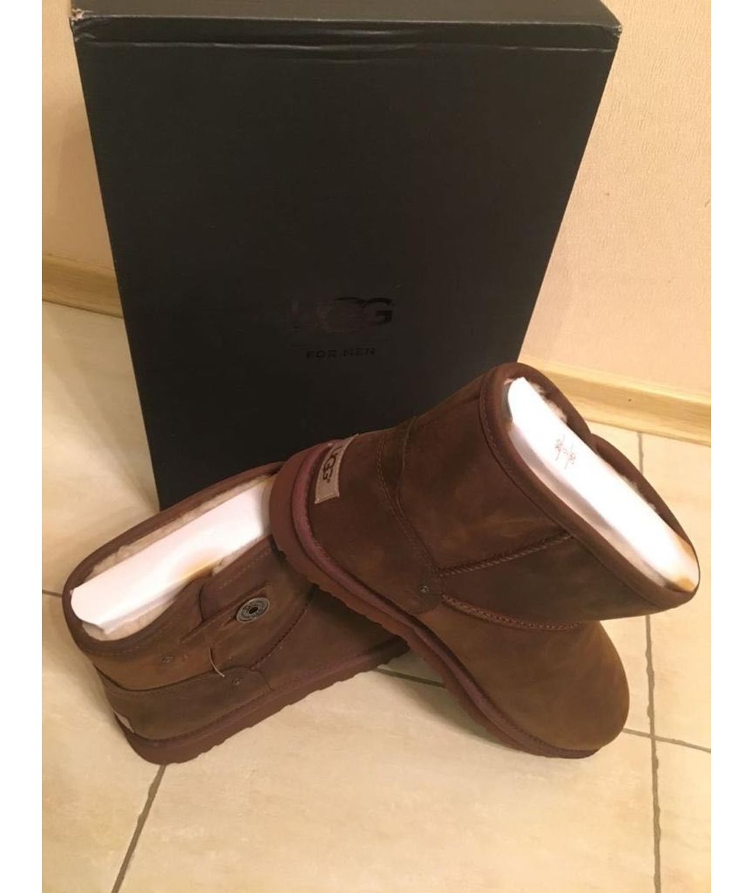 UGG AUSTRALIA Коричневые кожаные высокие ботинки, фото 7