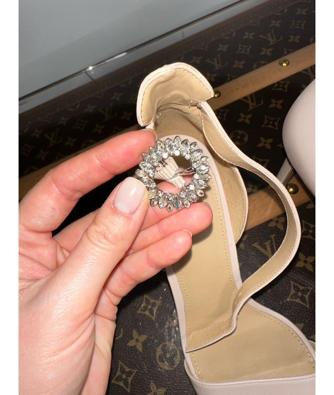 MICHAEL MICHAEL KORS Бежевые кожаные босоножки, фото 7