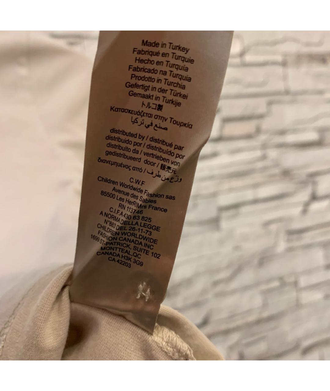 BURBERRY Бежевая хлопковая детская футболка, фото 7