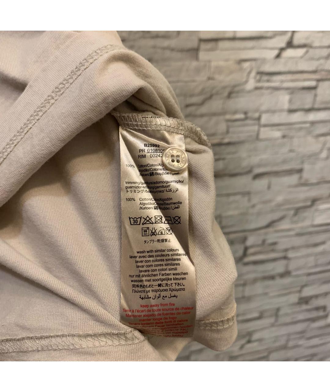 BURBERRY Бежевая хлопковая детская футболка, фото 6