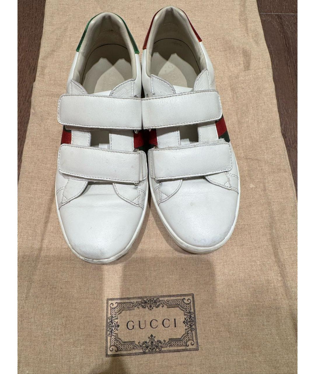 GUCCI KIDS Белые кожаные кеды, фото 2