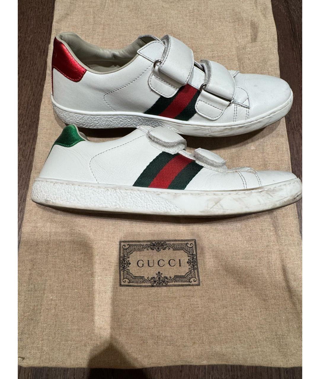 GUCCI KIDS Белые кожаные кеды, фото 4