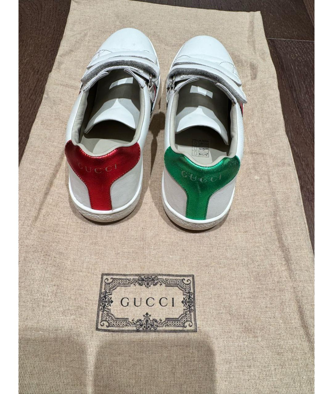 GUCCI KIDS Белые кожаные кеды, фото 5