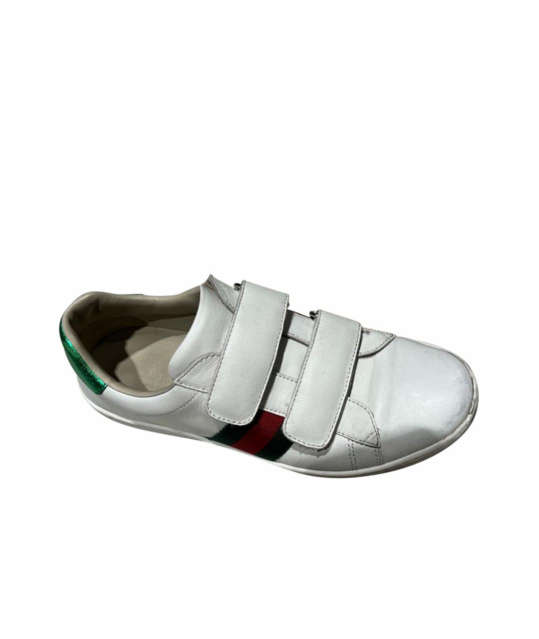 GUCCI KIDS Белые кожаные кеды, фото 1