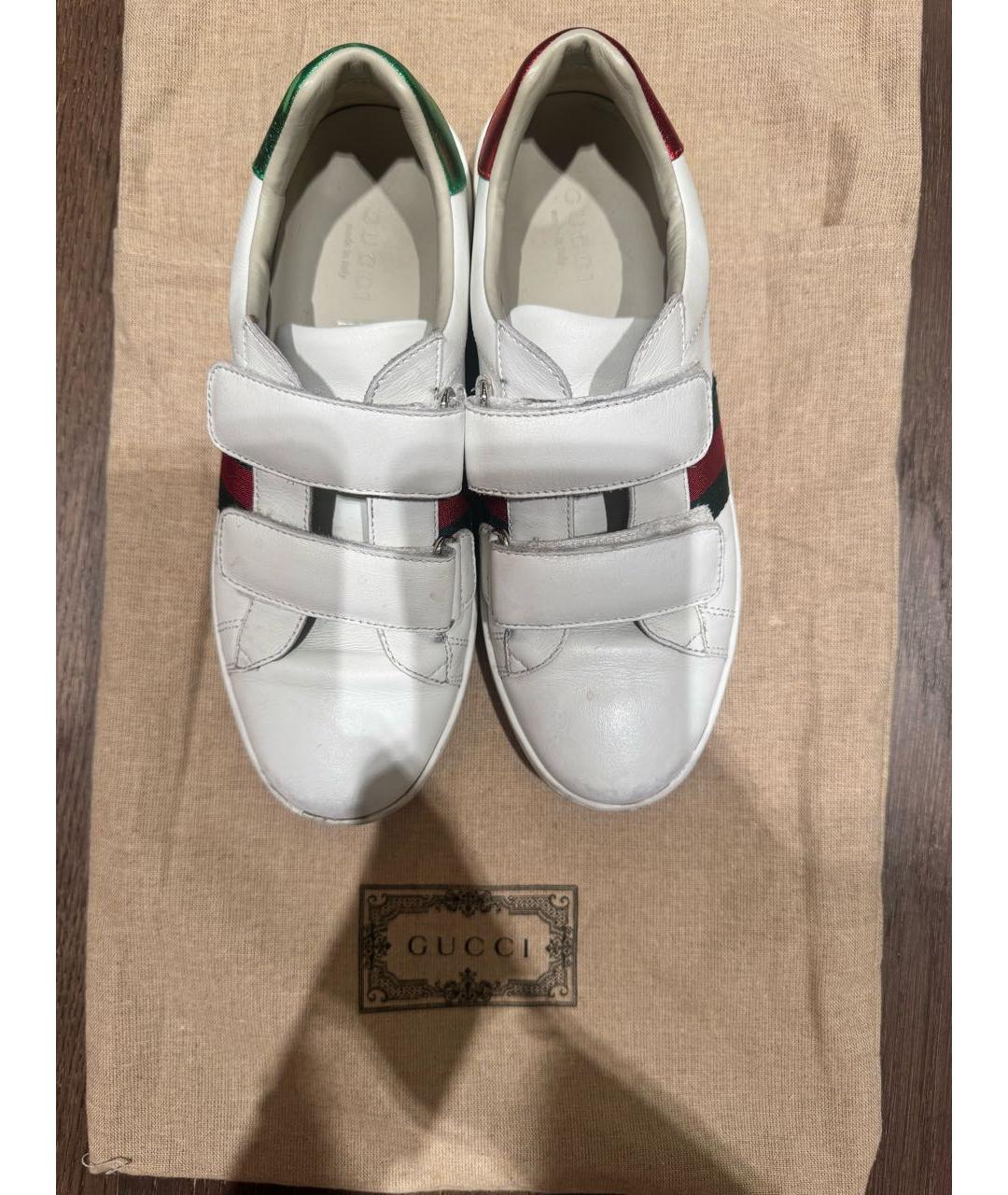 GUCCI KIDS Белые кожаные кеды, фото 3