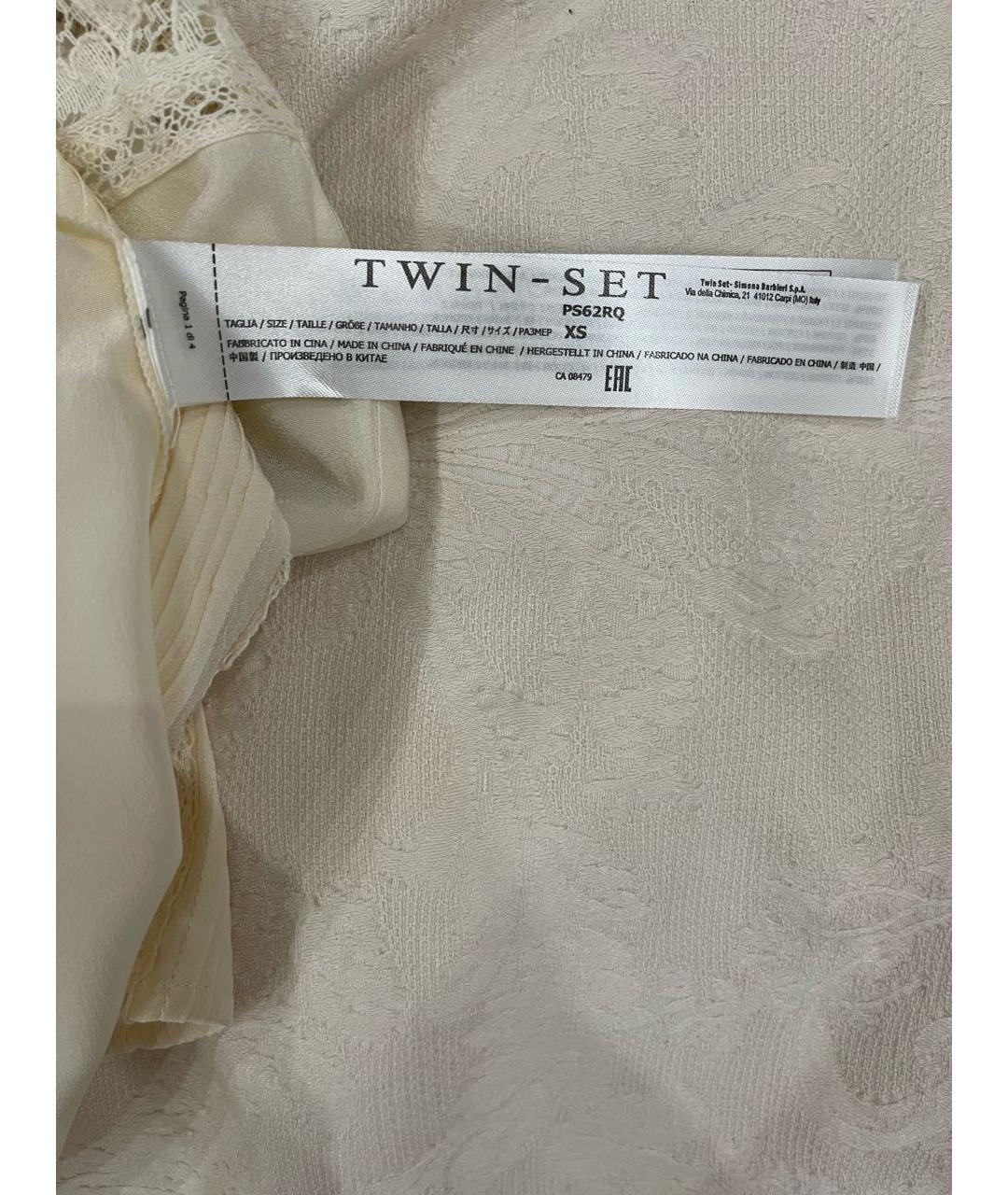 TWIN-SET Бежевая шелковая блузы, фото 4