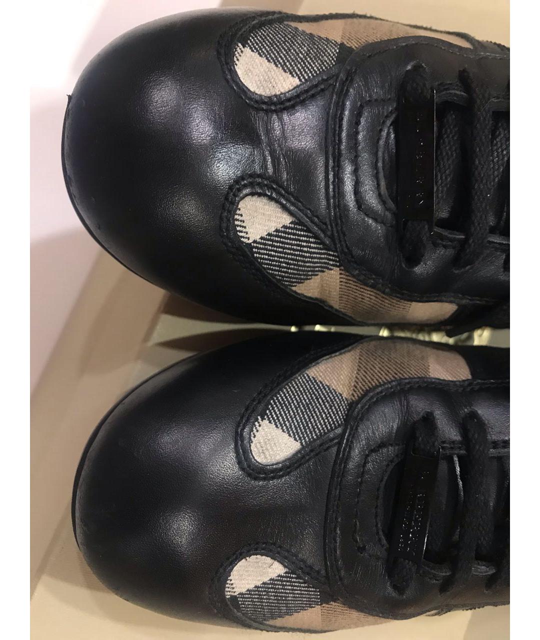 BURBERRY Черные кожаные кроссовки, фото 5