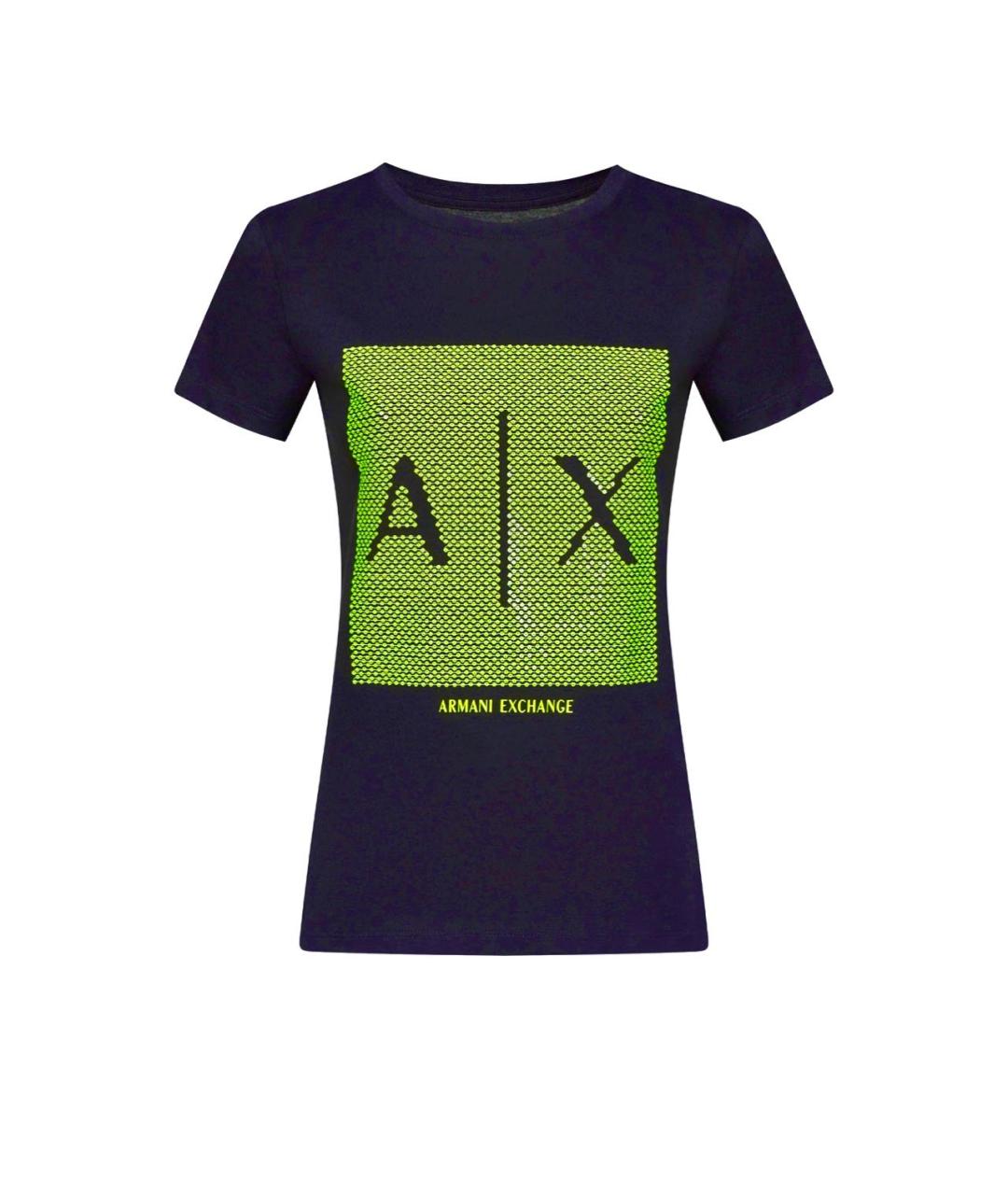 ARMANI EXCHANGE Черная хлопко-эластановая футболка, фото 1