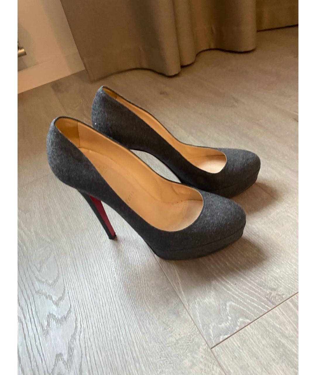 CHRISTIAN LOUBOUTIN Серые текстильные туфли, фото 6