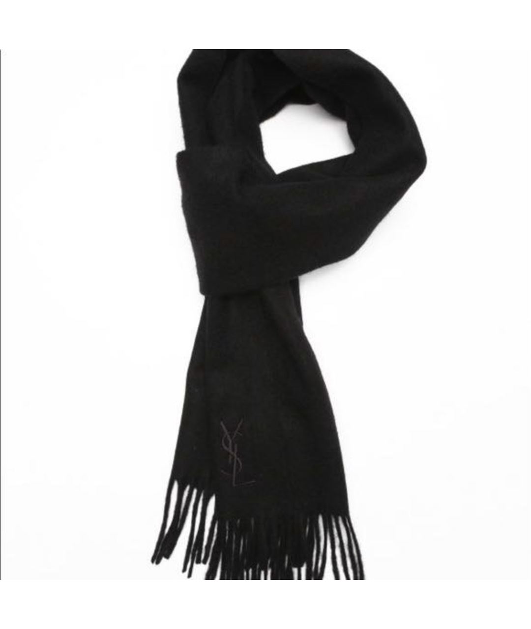 YVES SAINT LAURENT VINTAGE Черный кашемировый шарф, фото 2