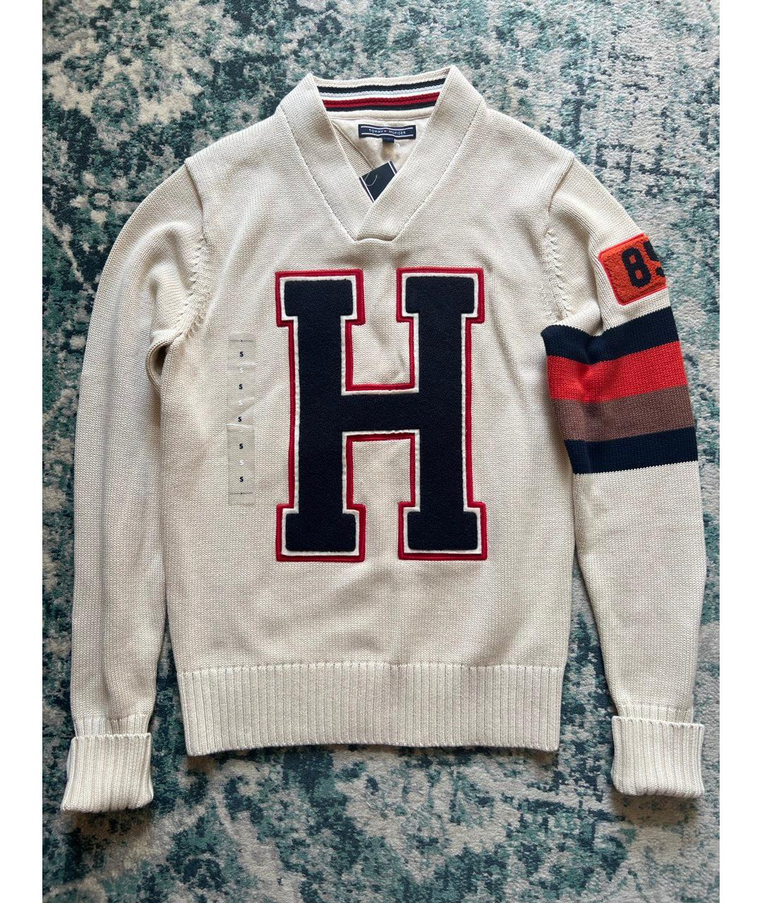 TOMMY HILFIGER Бежевый хлопковый джемпер / свитер, фото 7