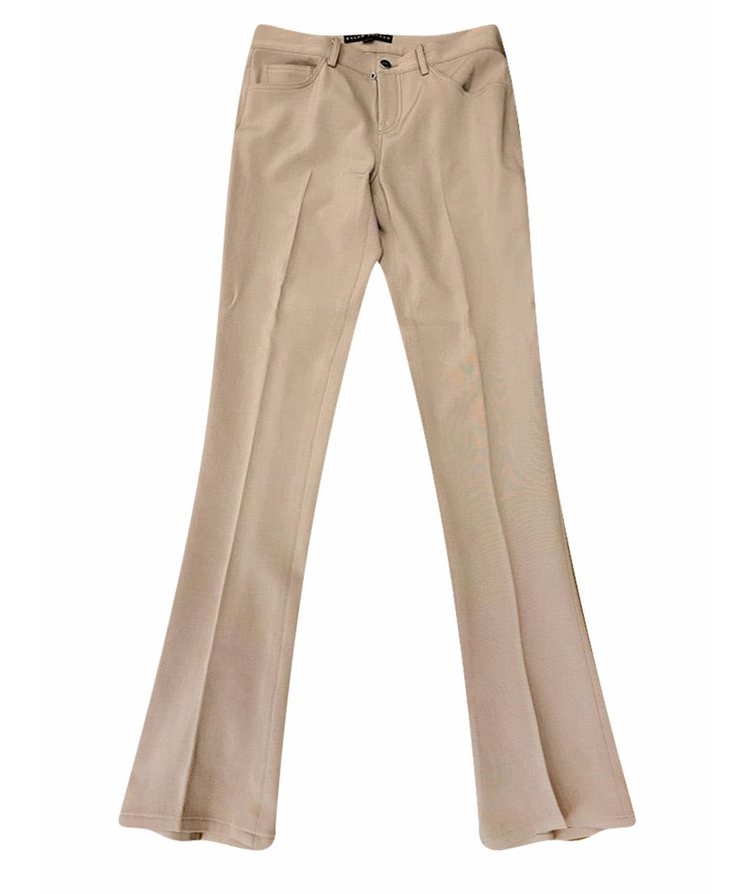 RALPH LAUREN Бежевые шерстяные прямые брюки, фото 1