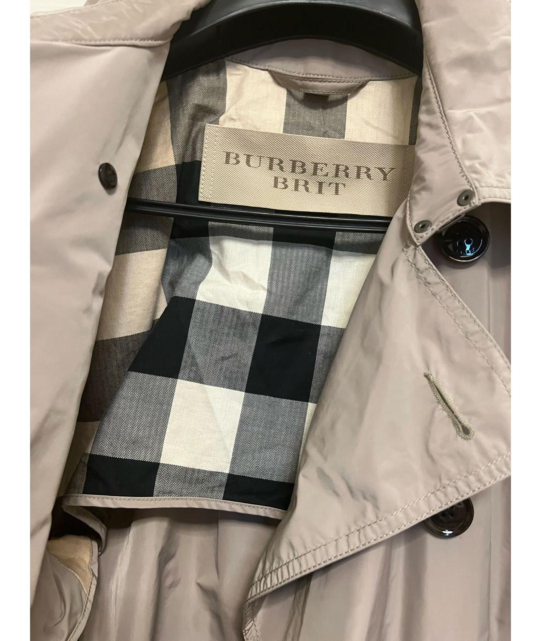 BURBERRY Бежевый полиэстеровый тренч / плащ, фото 3