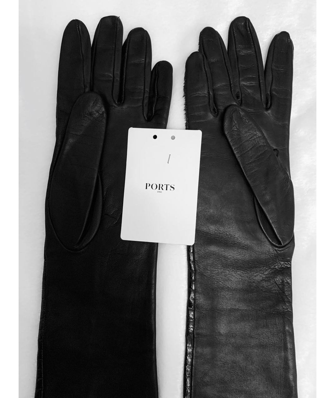 PORTS 1961 Черные кожаные перчатки, фото 2