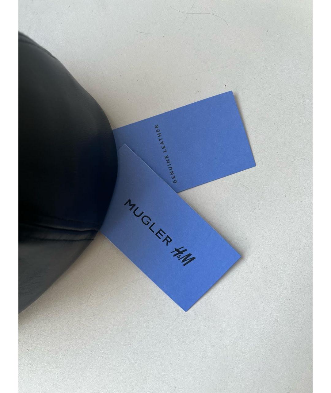 MUGLER Черная кожаная кепка, фото 5