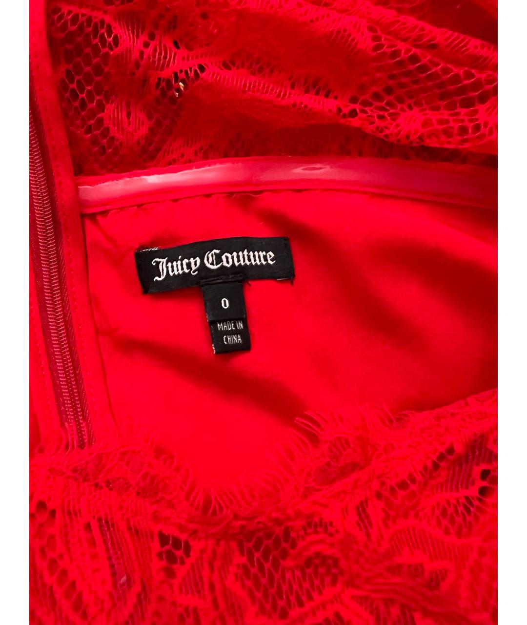 JUICY COUTURE Красное кружевное коктейльное платье, фото 3
