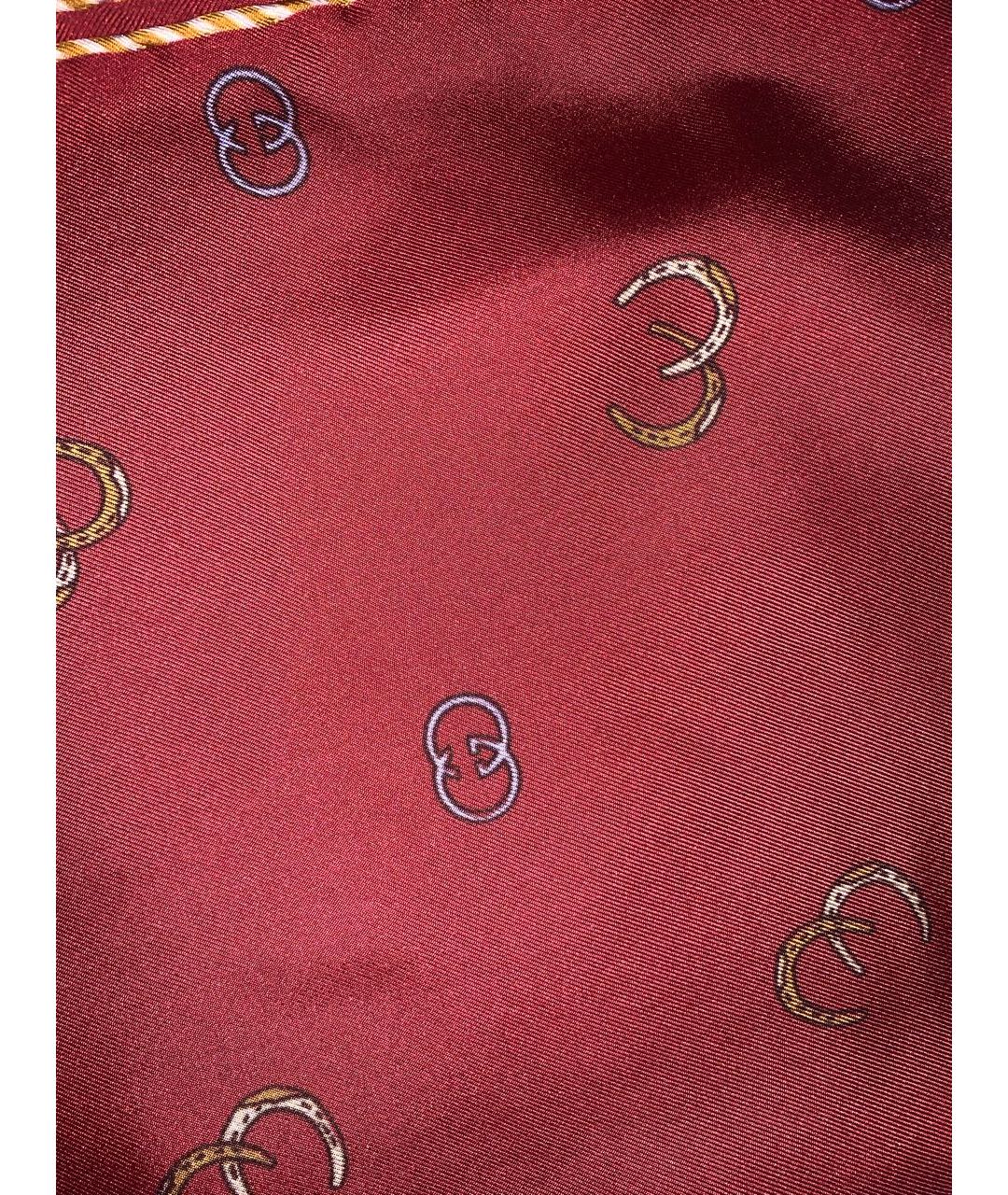GUCCI Бордовый шелковый шарф, фото 2