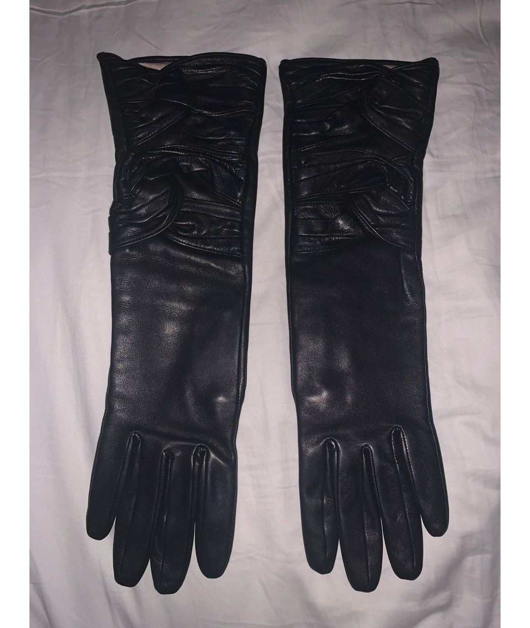 BURBERRY Черные кожаные перчатки, фото 6