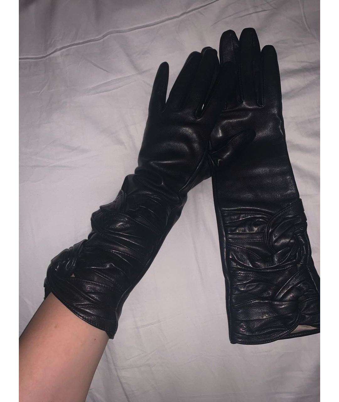 BURBERRY Черные кожаные перчатки, фото 5