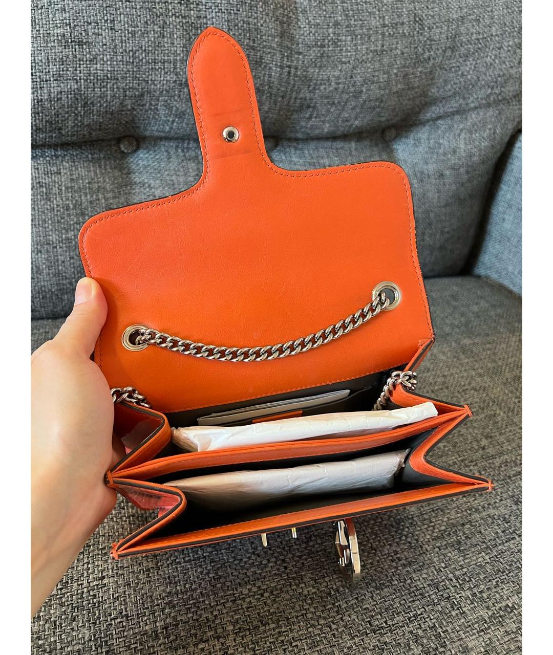 GUCCI Оранжевая сумка через плечо из лакированной кожи, фото 4