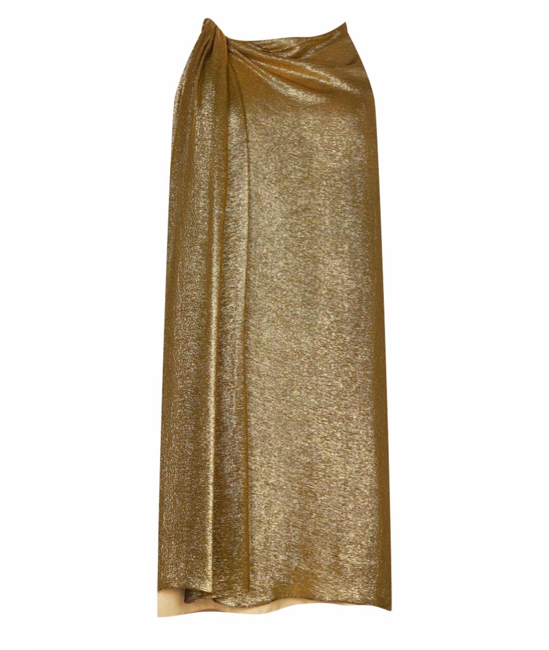 LANVIN Золотое шелковое коктейльное платье, фото 1