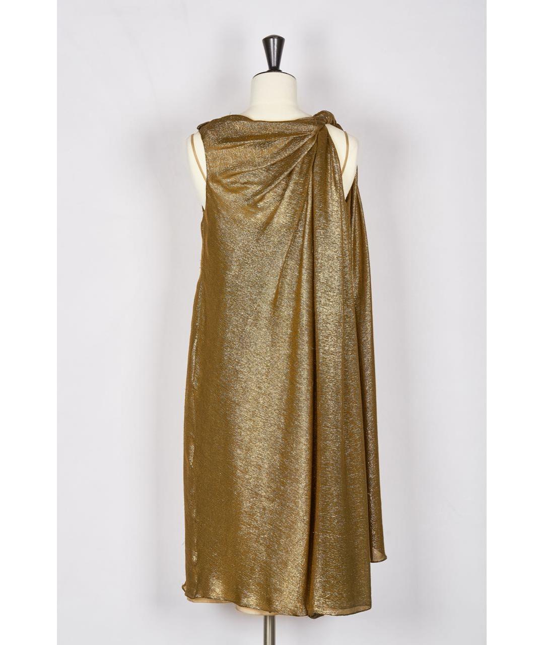 LANVIN Золотое шелковое коктейльное платье, фото 2