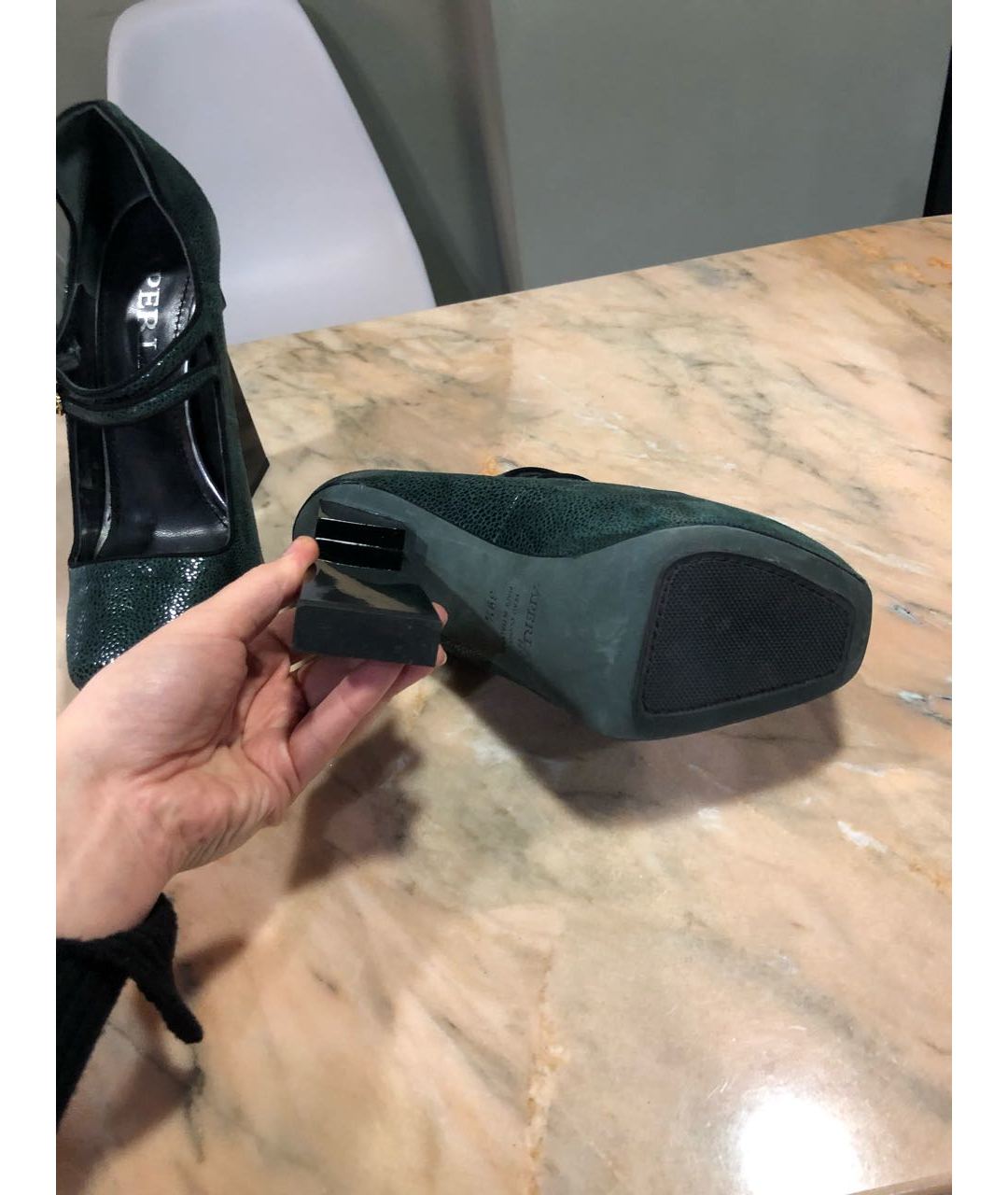 APERLAI Зеленые кожаные туфли, фото 6