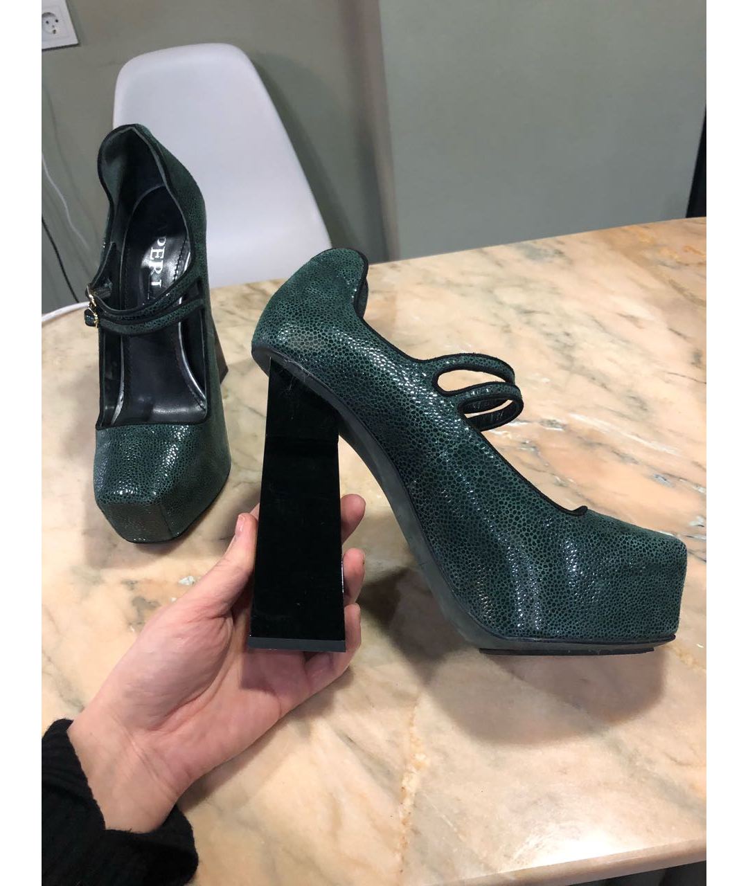APERLAI Зеленые кожаные туфли, фото 7